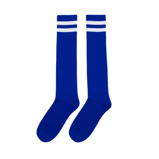Blue Knee High Striped Socks