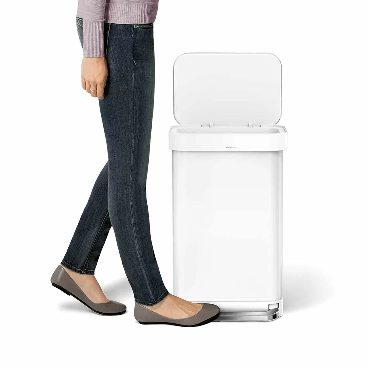 45L Rectangular Step Can W/Liner Pocket White