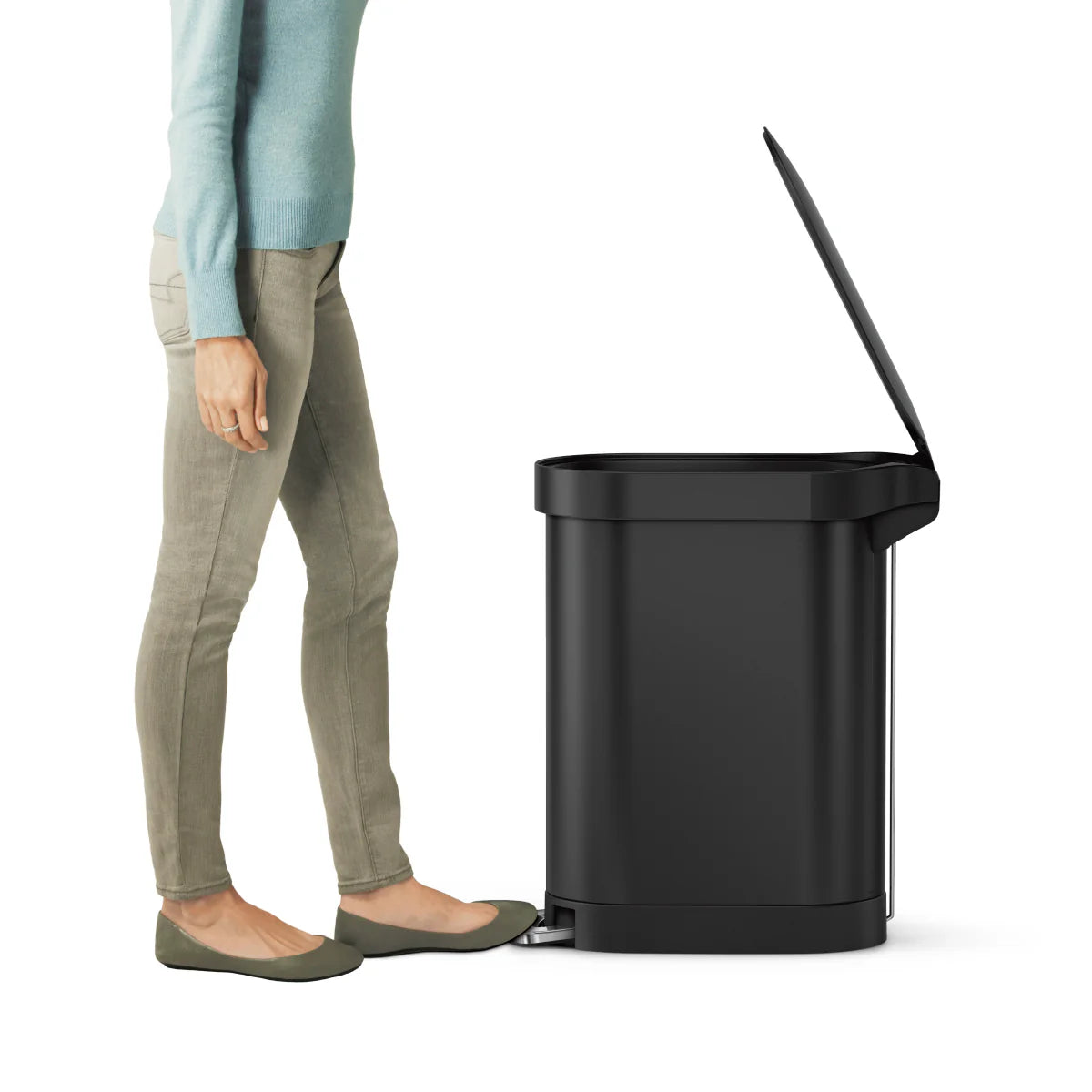 45L Slim Step Can With Liner Rim Matte Black