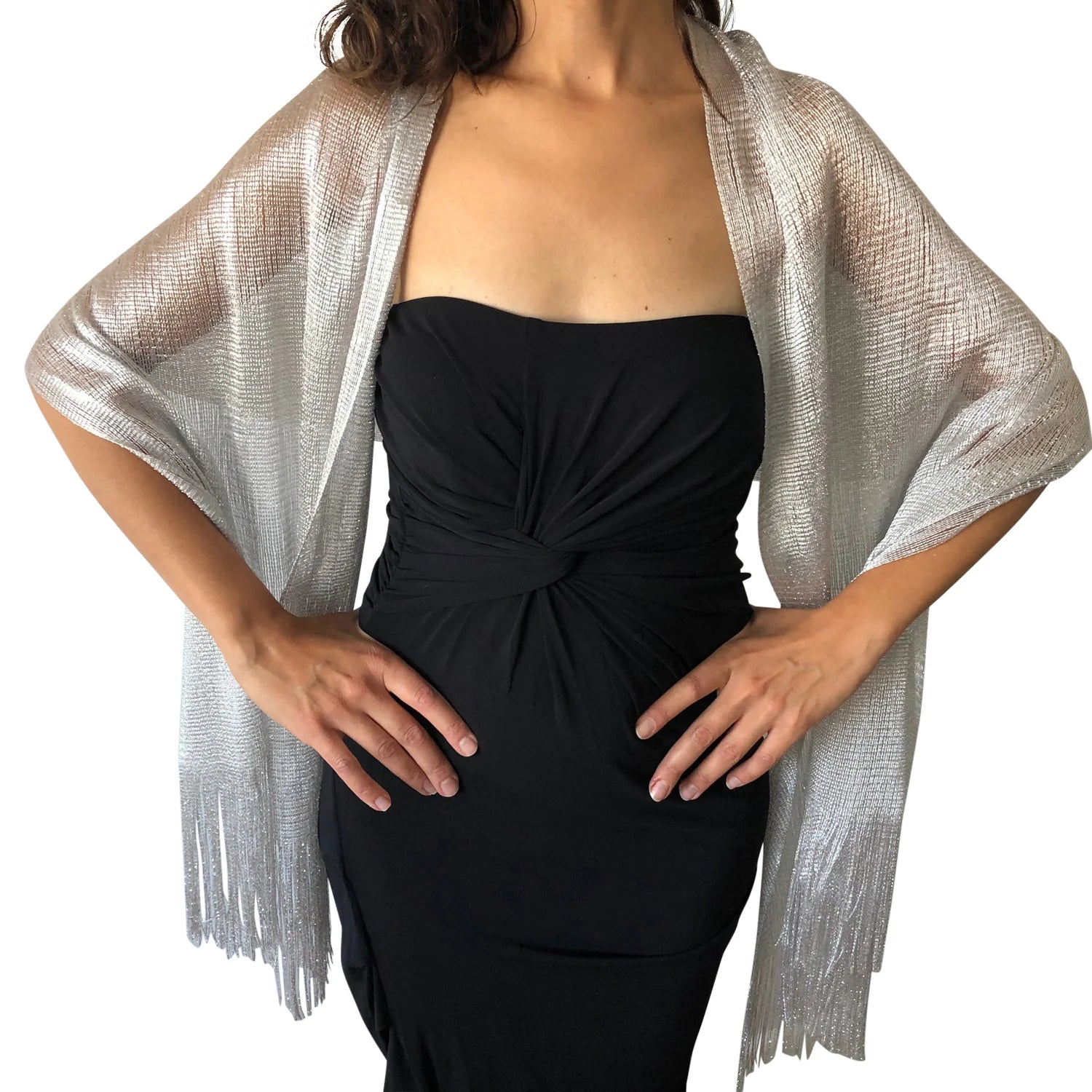 Metallic Shimmer Shawl Grey