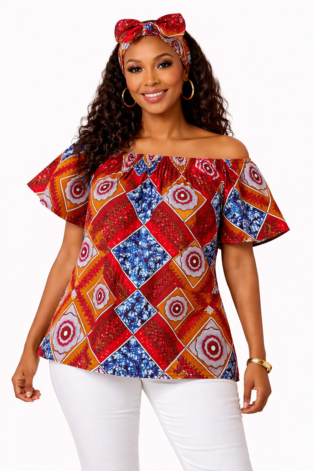 Camisa Dama Mostaza-Fucsia-Azul (Etnia Negra)