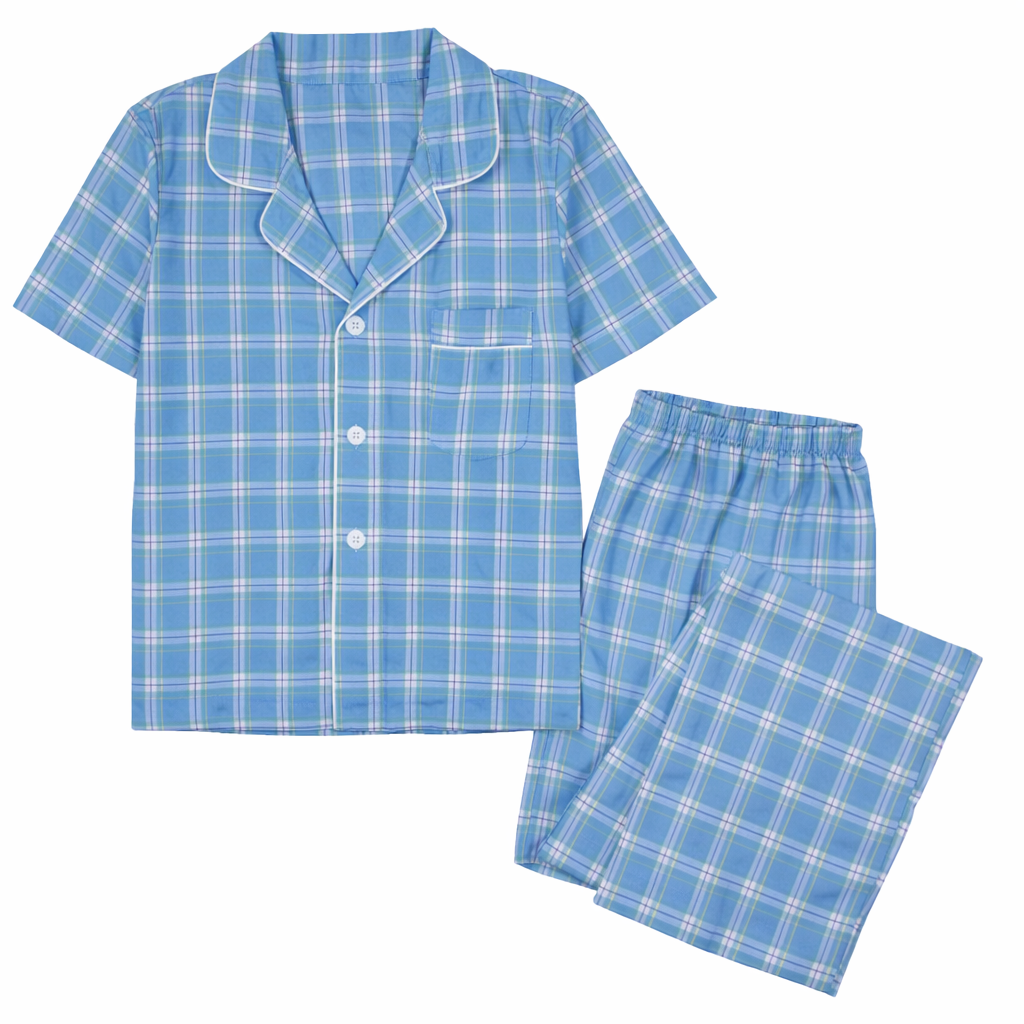 Men´s Pajama Short Sleeve w/ Long short Light Blue Multicolor