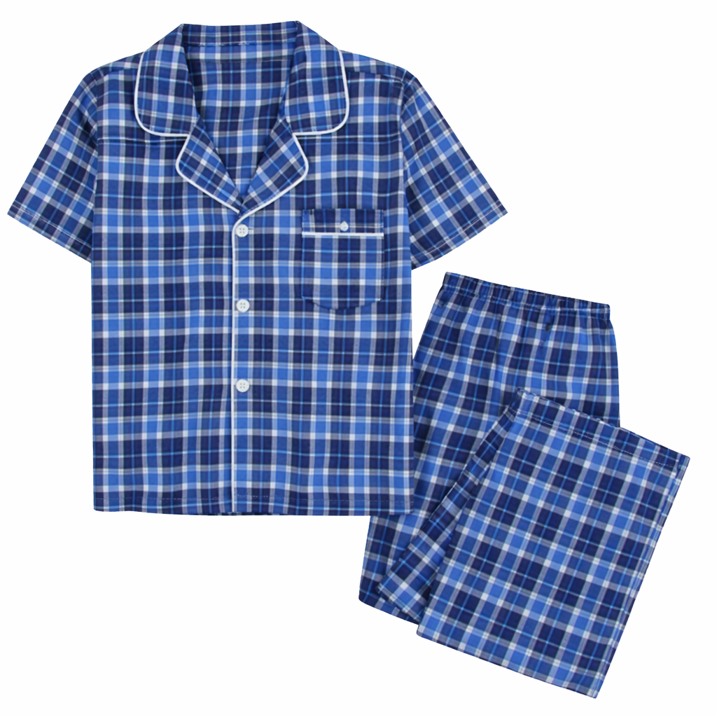 Men´s Pajama Short Sleeve w/ Long short Light Navy Multicolor