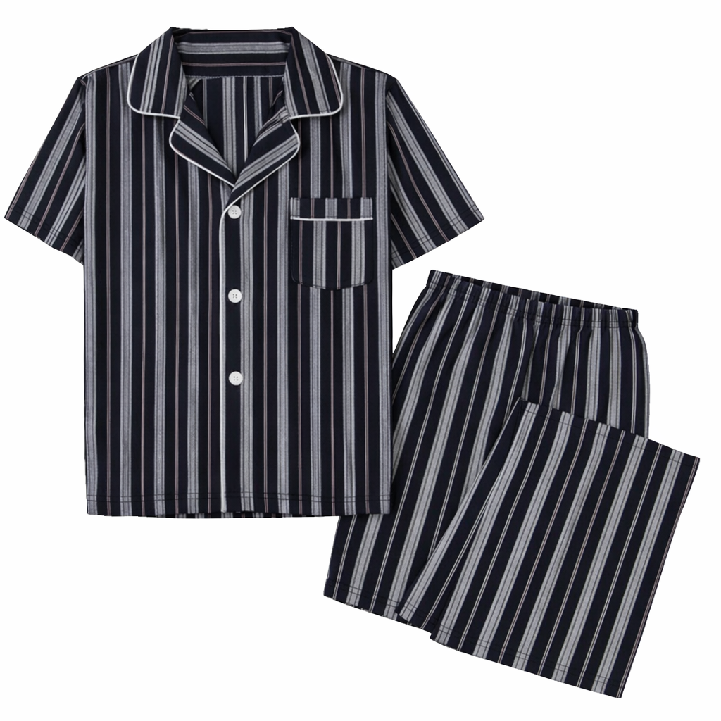 Men´s Pajama Short Sleeve w/ Long short Navy/Grey Multicolor