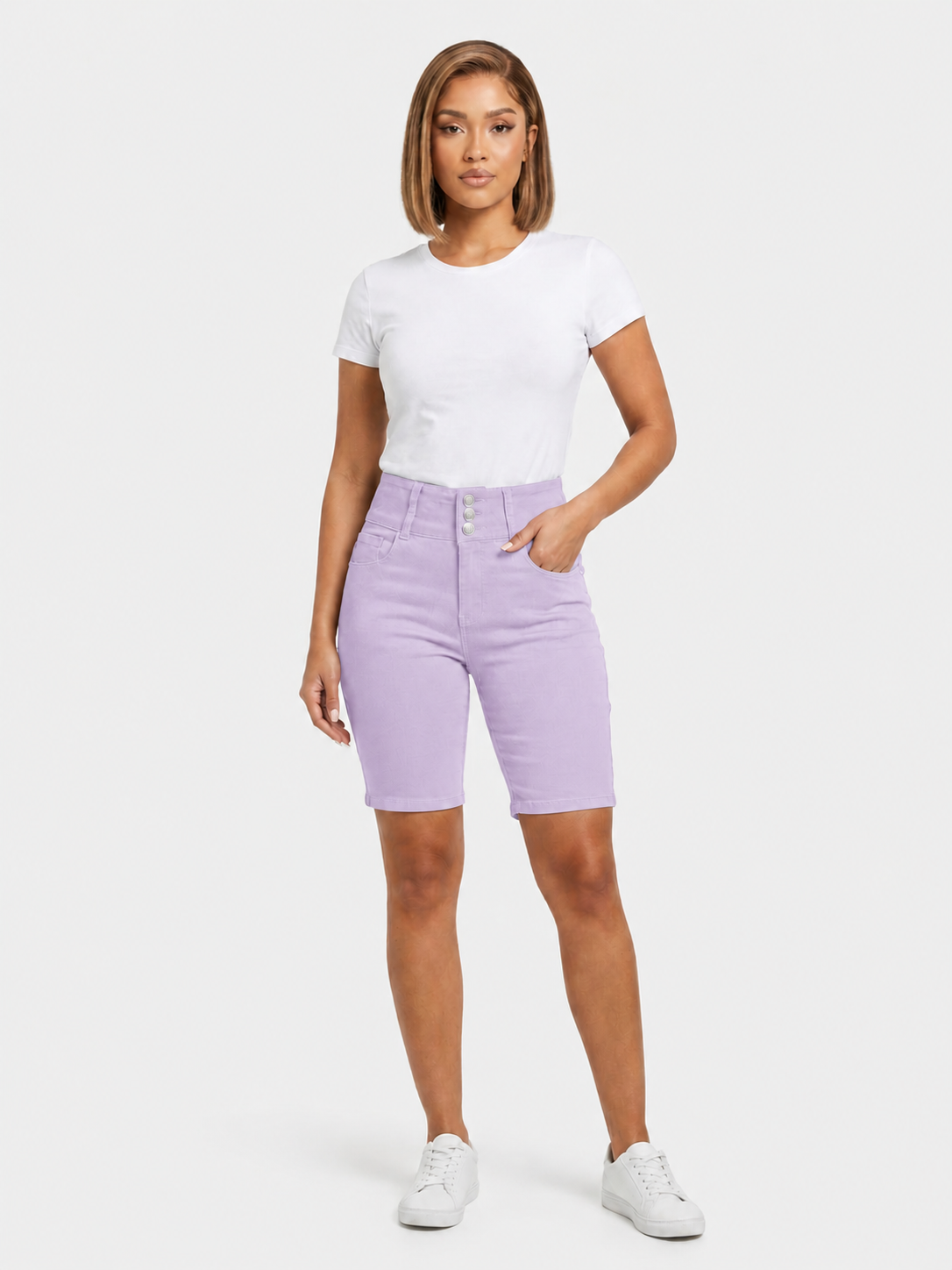 H-Stretch 3 Buttons Bermuda Purple