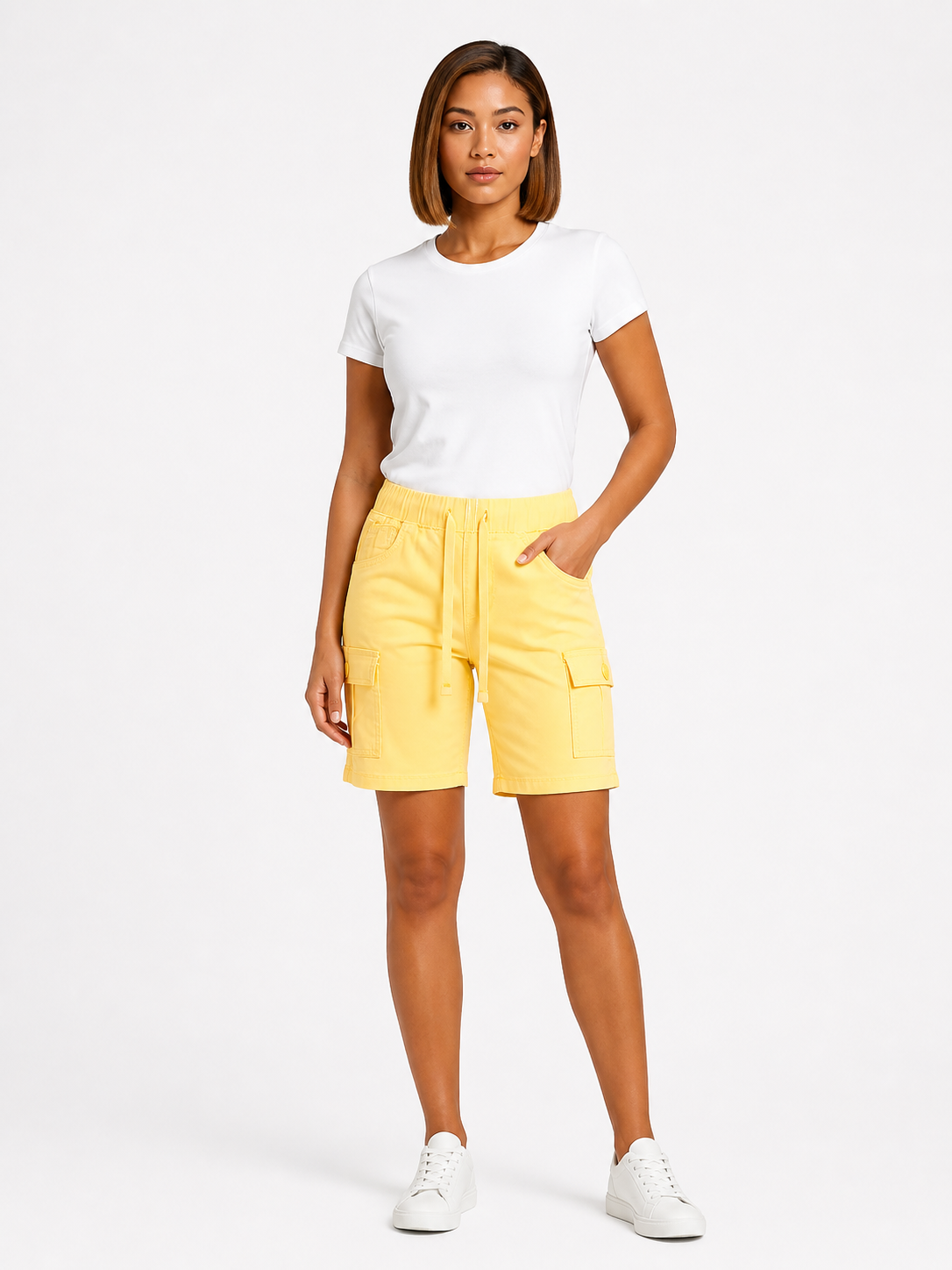H- Strech Cargo Bermuda Yellow