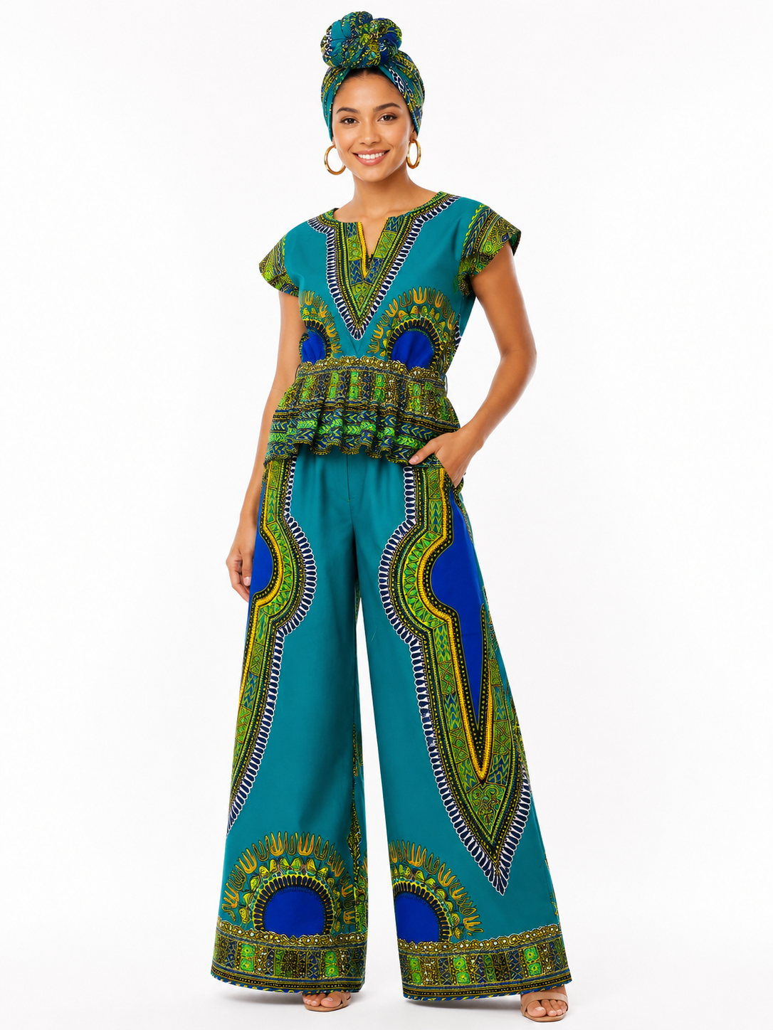 Dasiki Turquoise-Blue 2pcs set Etnia Negra