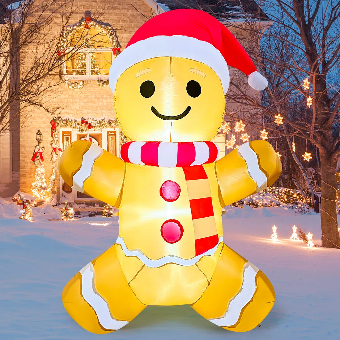 6 Ft Inflatable Gingerbread Man With Built-in Led Lights