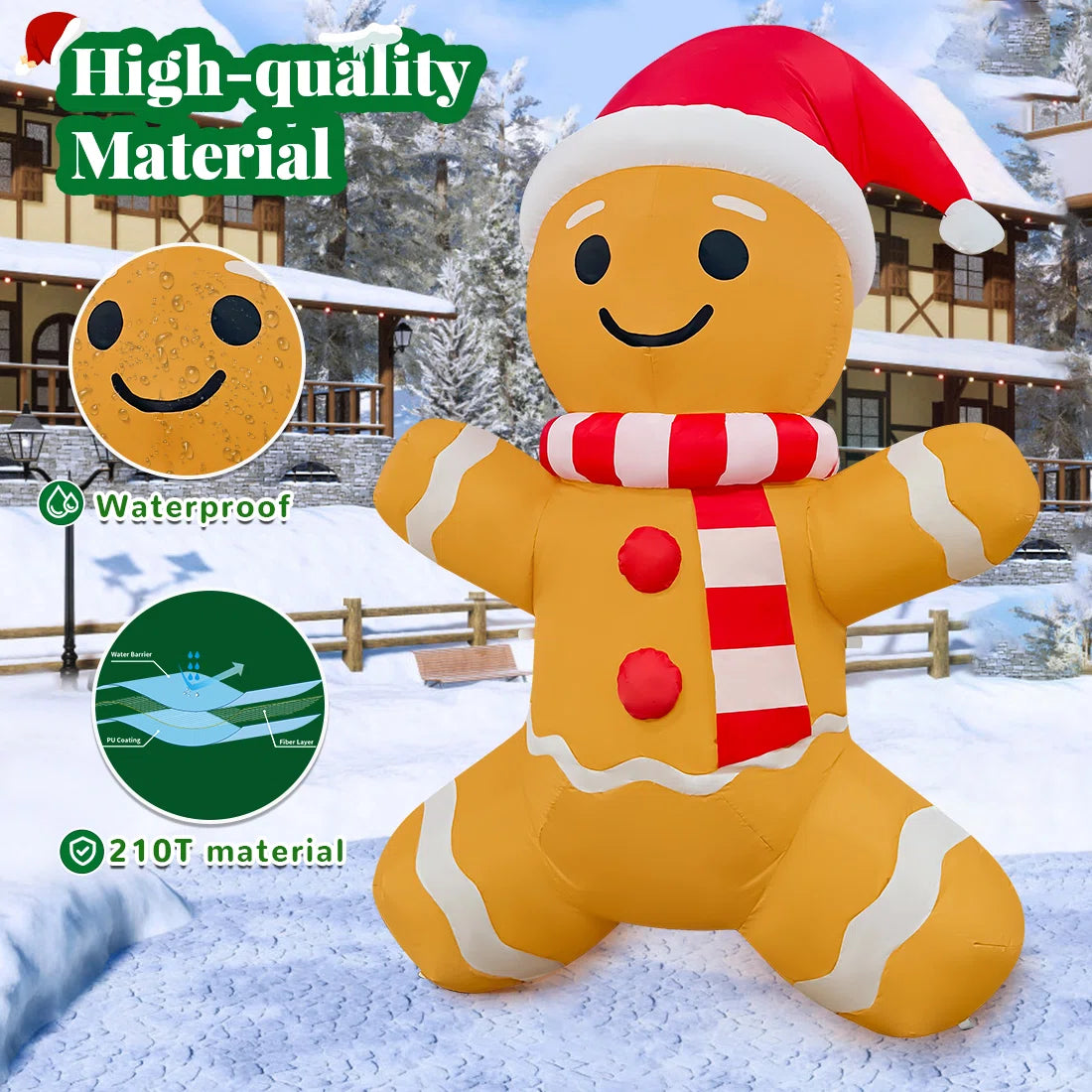 6 Ft Inflatable Gingerbread Man With Built-in Led Lights