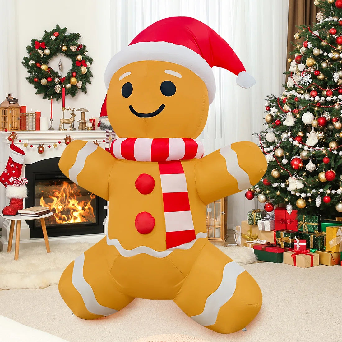 6 Ft Inflatable Gingerbread Man With Built-in Led Lights