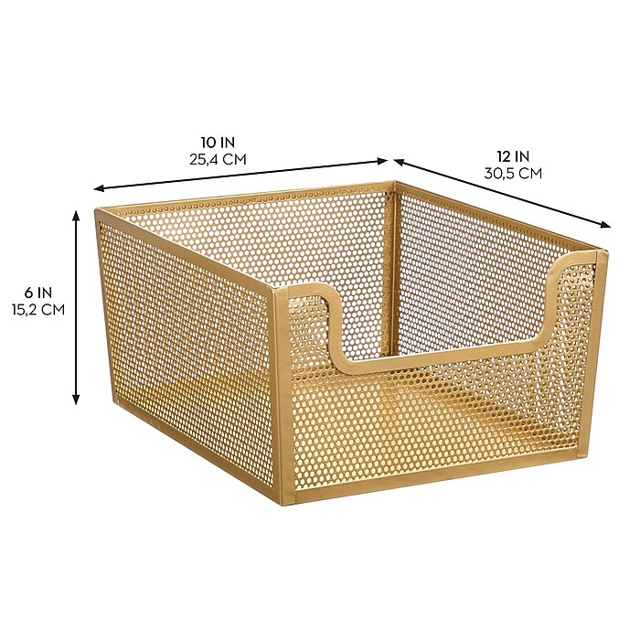 12 x 10 x 6 Frame Dip Front Basket Brass