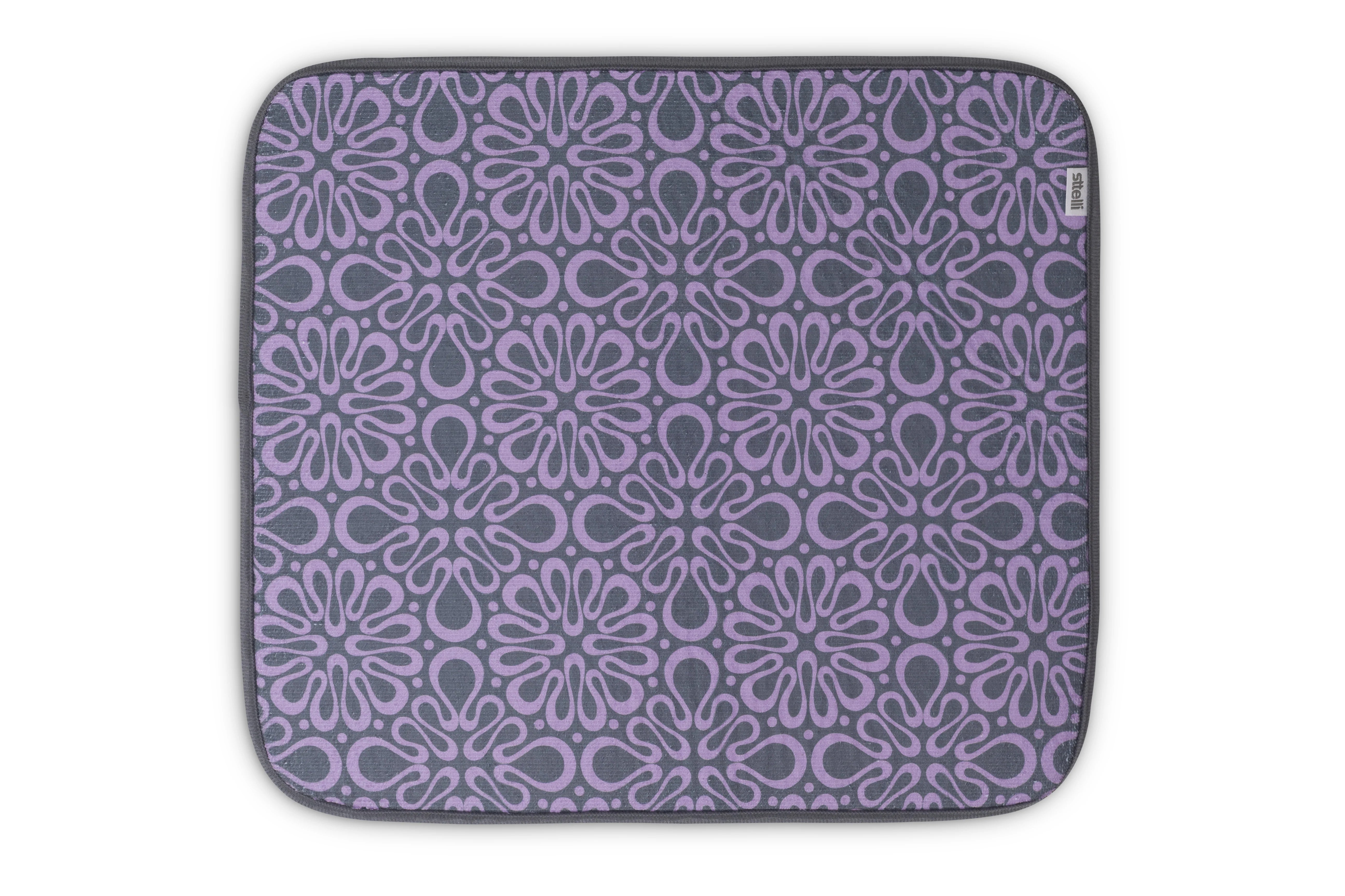 Blossom Dish Drying Mat Lavender /Grey