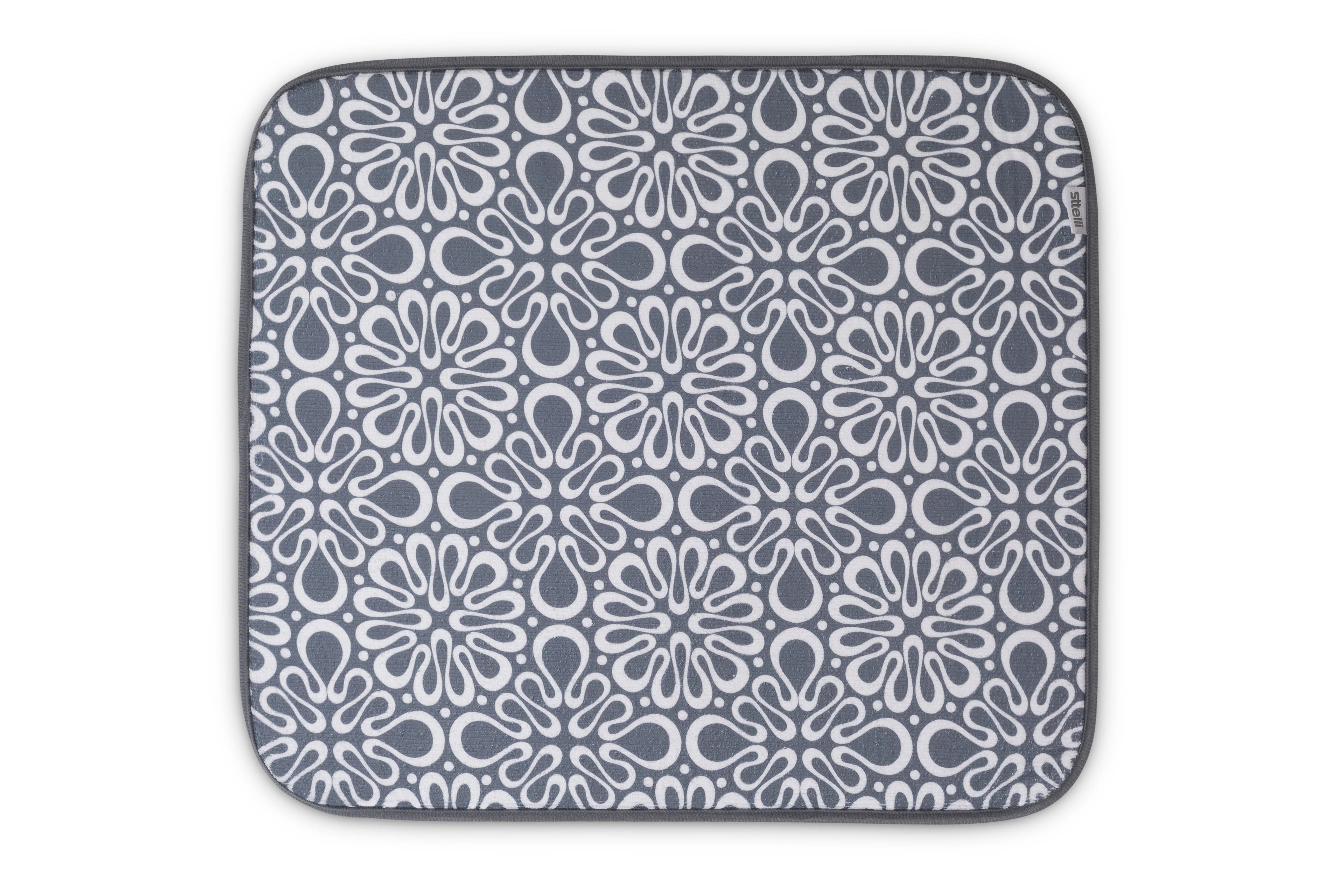 Blossom Dish Drying Mat White- Grey