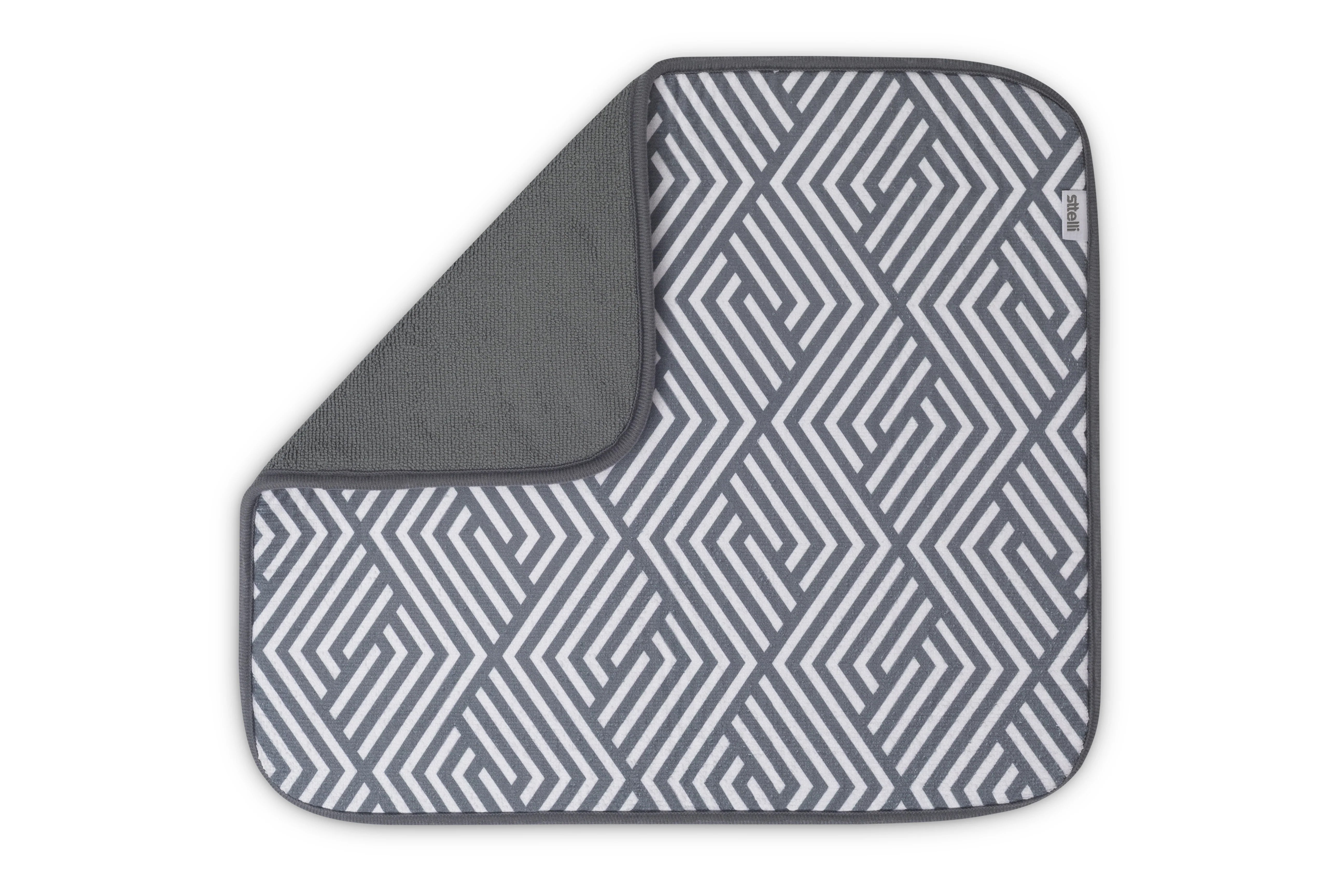 Labyrinth Dish Drying Mat White / Grey