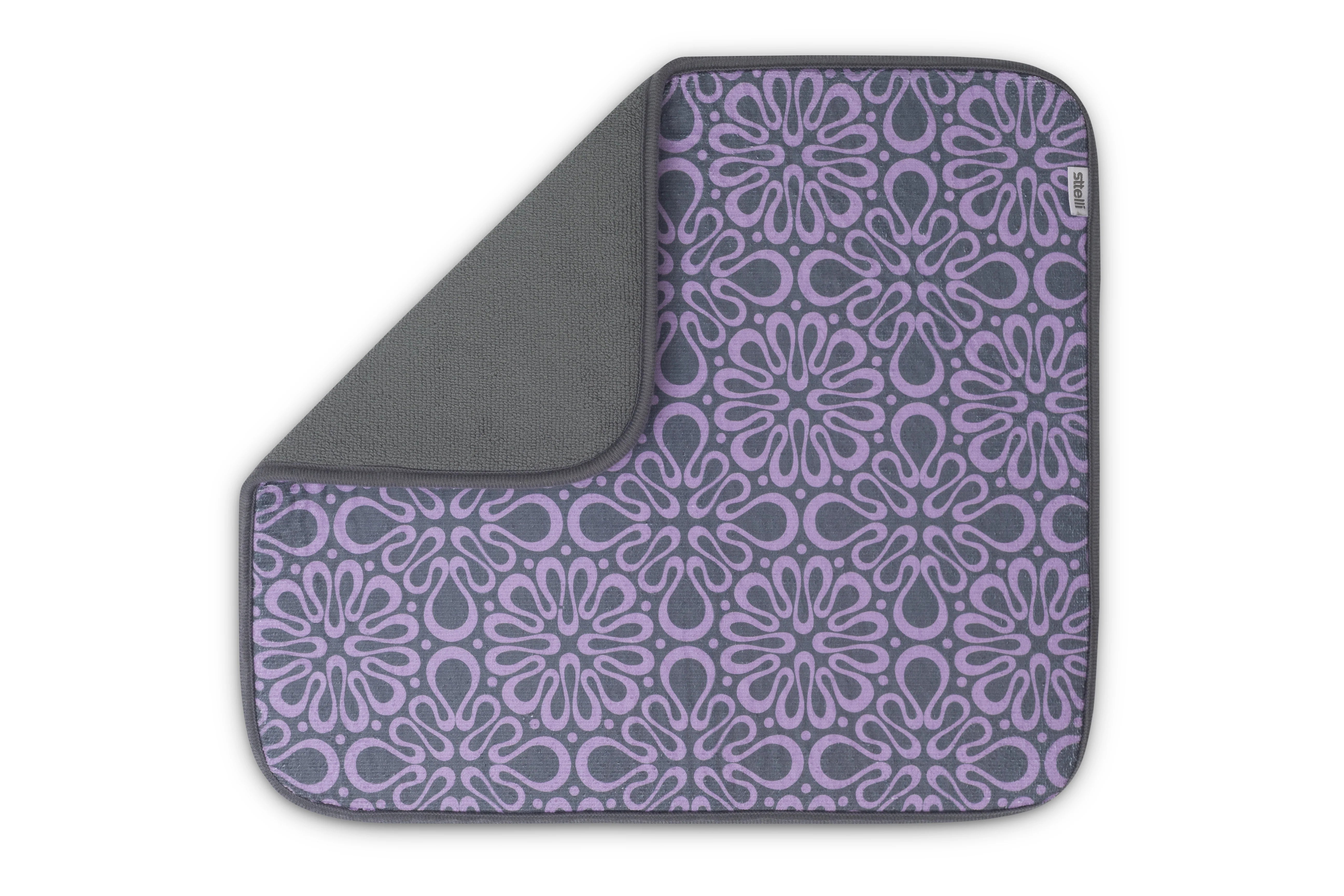 Blossom Dish Drying Mat Lavender /Grey
