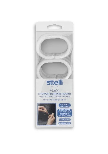Flexi Shower Curtain Hooks Set Of 12 White