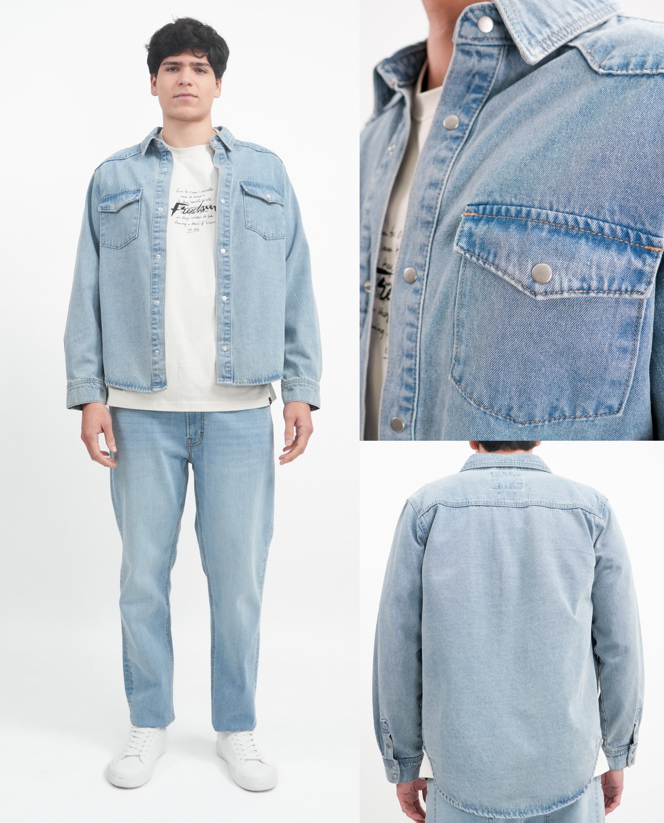 Caballero Camisa Denim Azul