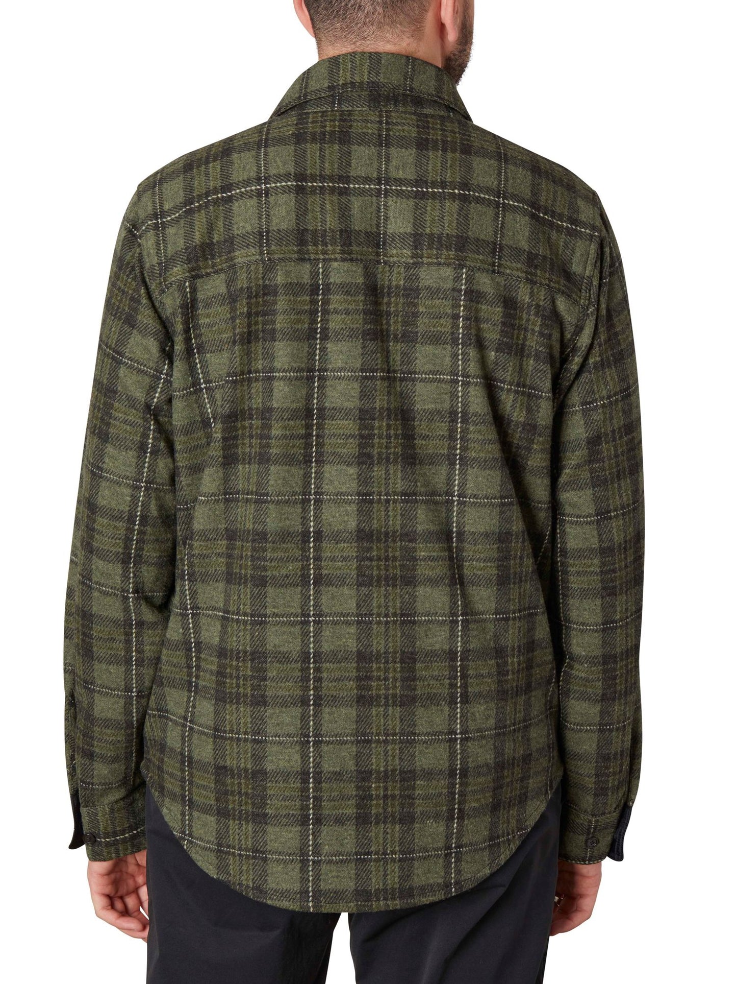 Sweater Knit Shirt Jacket Evergreen / Black Plaid