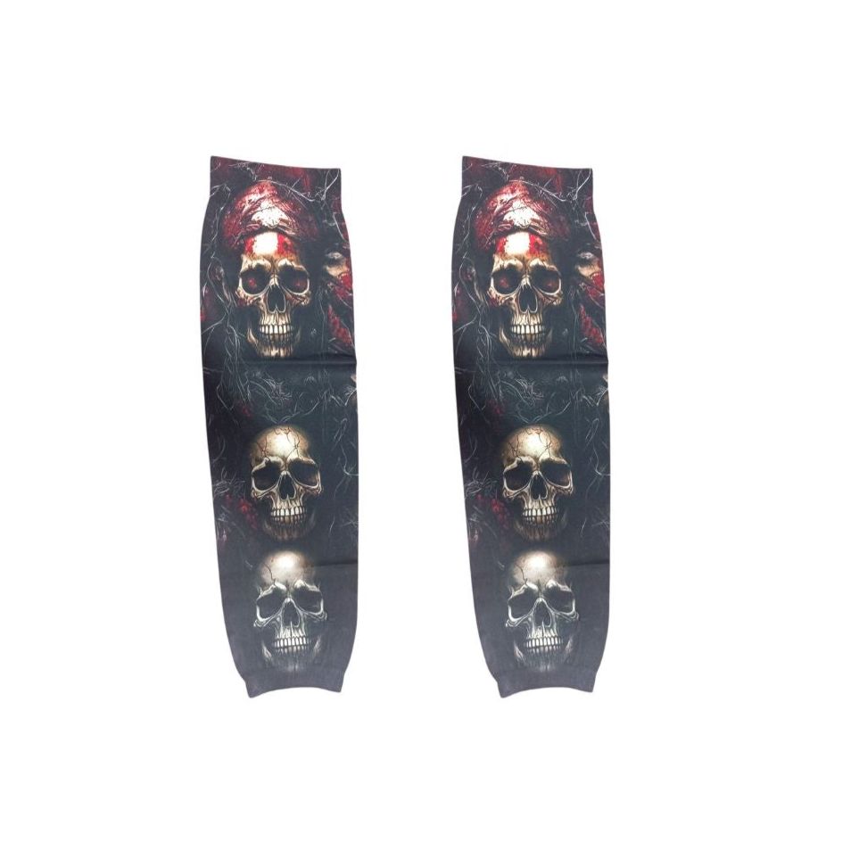 Gruesome Skulls Stack Print Slip-On Halloween Tattoo Sleeves