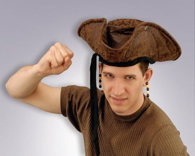 DISTRESSED PIRATE HAT W/BEADS