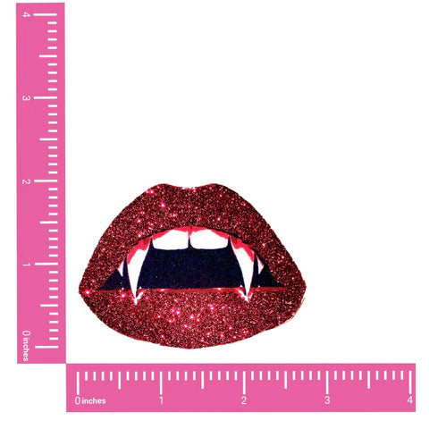 Vampire Fang Red Glitter Lip Blacklight Nipple Cover Pasties