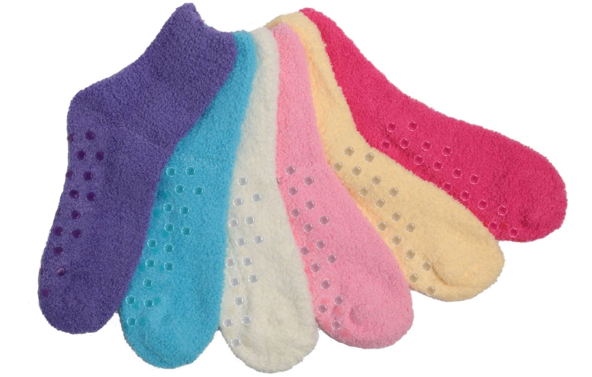 Women's Fuzzy Skid-Proof Solid Crew Sock
