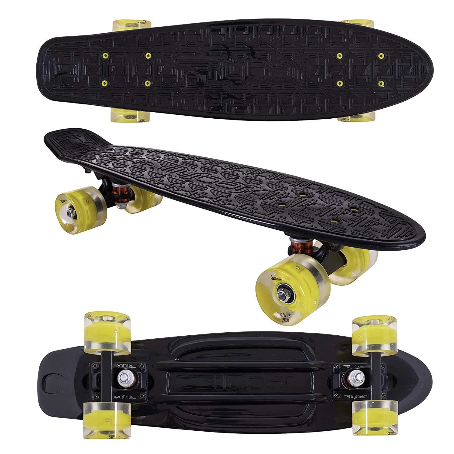 Flybar Wheels Skateboard Plastic Cruiser led 22 Black & Yellow