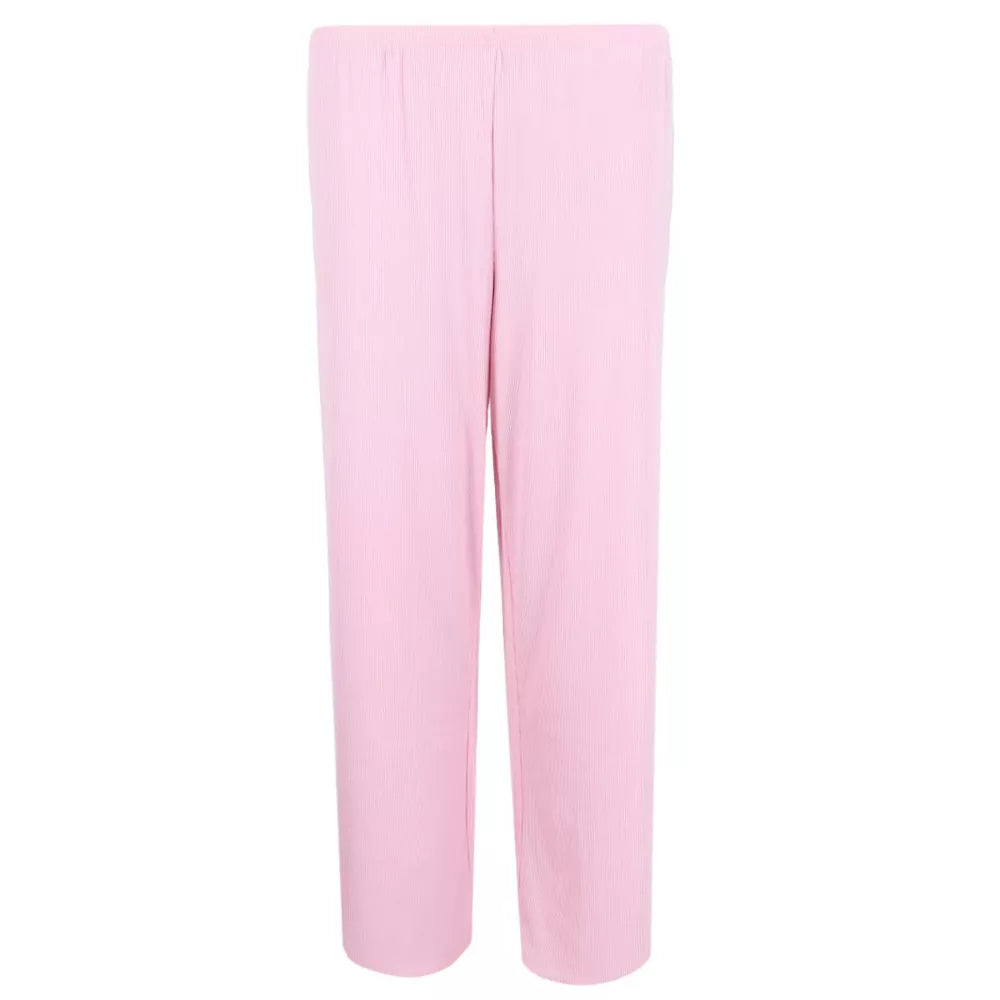 Notch Ribbed Pj Set Pink