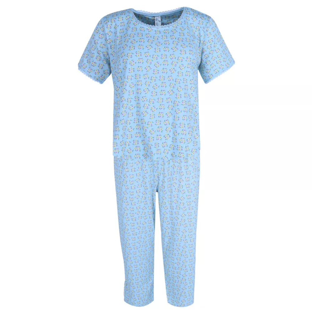 Siesta Ribbed Pj Set Aqua