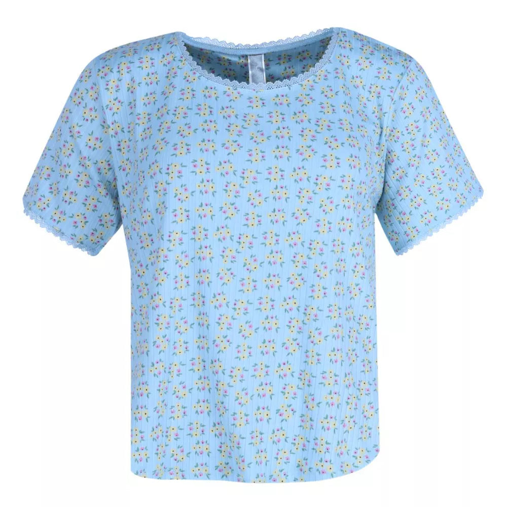 Siesta Ribbed Pj Set Aqua