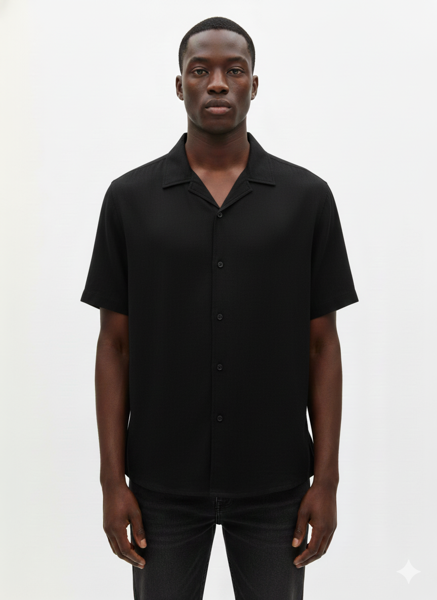 Short Sleeve Shirt Black - Just Blu