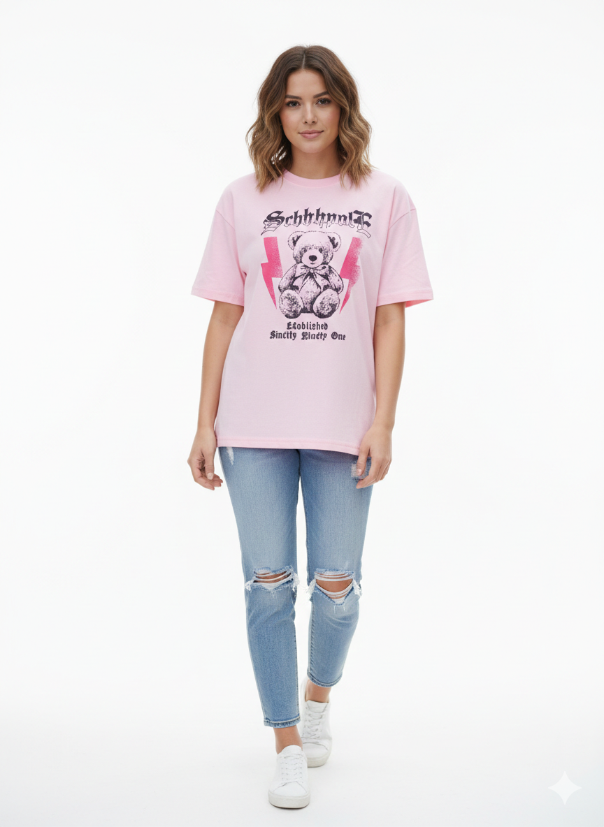 Boxy Cropped Graphic Tee Pink