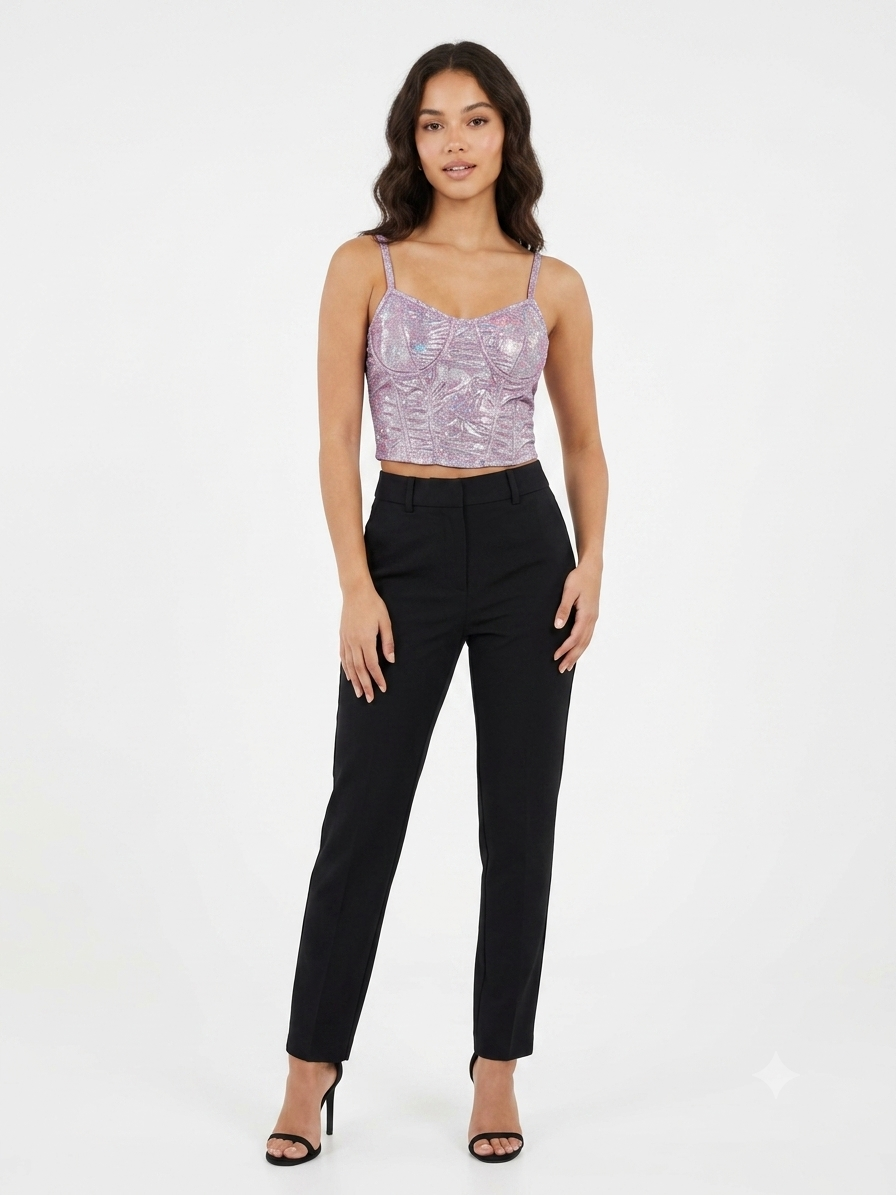 Super Shine Bustier Tank Pink