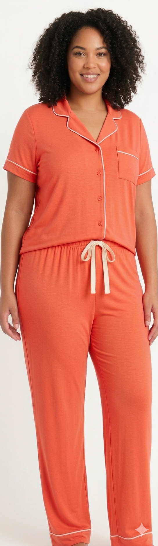 Plus Size 2PC Peached Jersey Sleep Set Tangerine