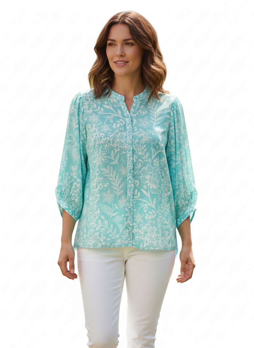 Blouse Aqua Sky/Coconut Milk - Zac & Rachel