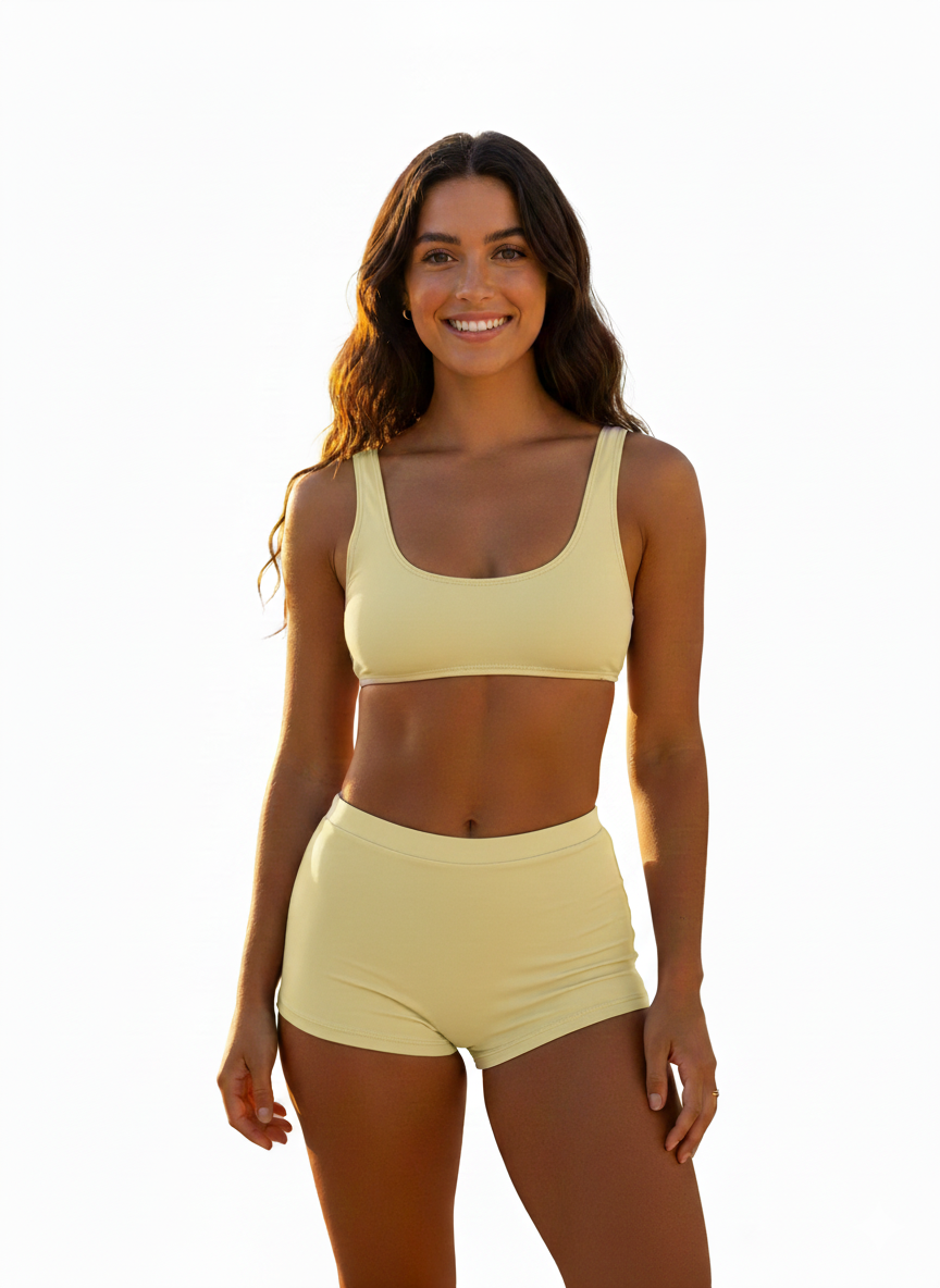 Ladies 2pc Swimsuit Light Yellow - Joan Vass