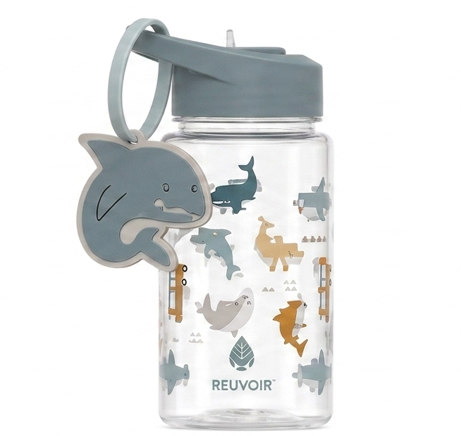 15oz Buddy Shark Themed Design Water Bottle with Strap Multicolor
