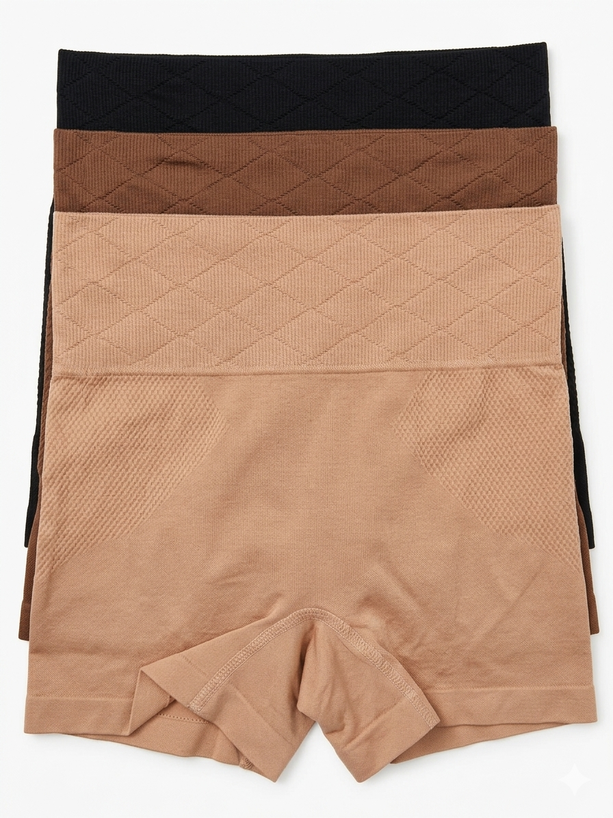 Shapewear 3 On a Hanger - Boy Short Black / Mocha / Cork
