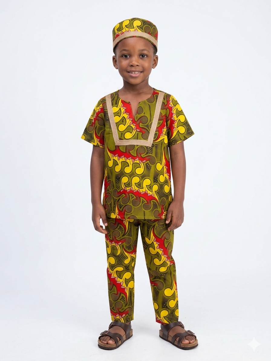 Conjunto Niño Verde-Amarillo-Rojo (Etnia Negra)