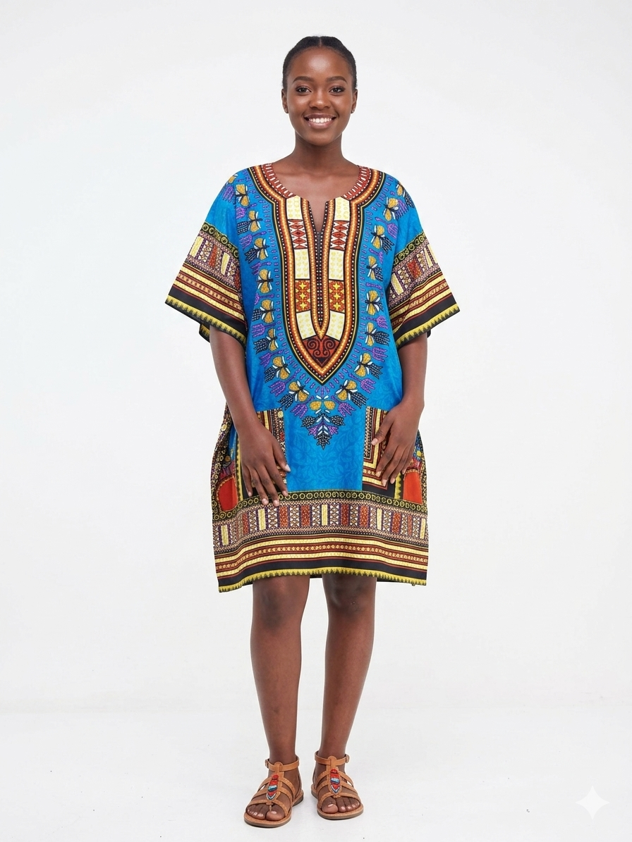 Kaftan Short Blue Print - Etnia Negra