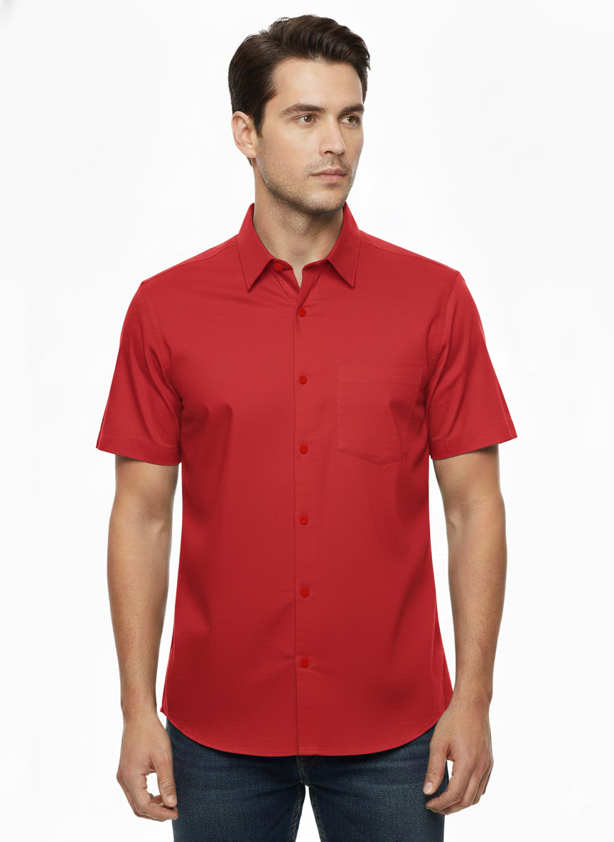 Short-sleeved Shirt in Red- Just Blu