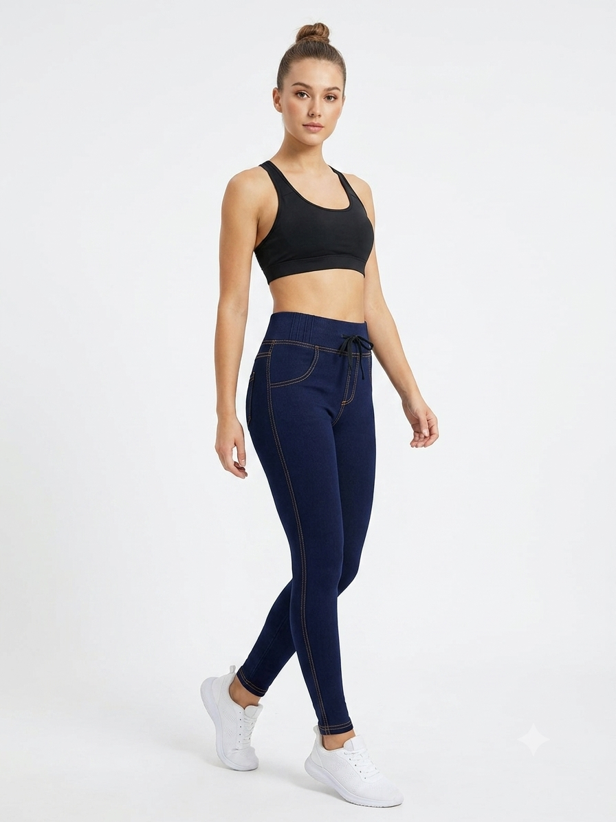 Seamless Denim Look Joggers Blue Denim