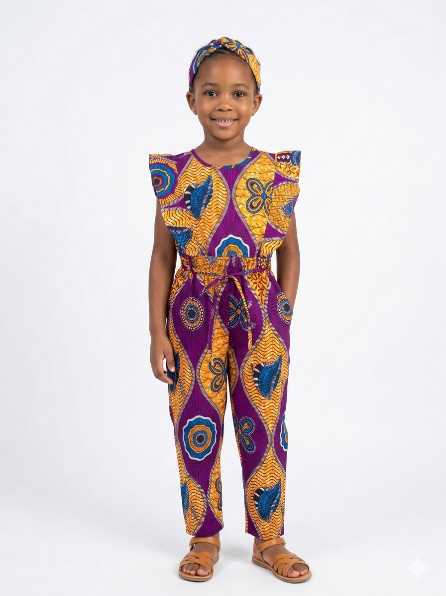 Jumpsuit Niña Morado-Naranja-Azul (Etnia Negra)