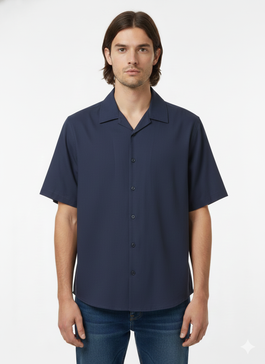 Navy Short Sleeve Shirt - Just Blu