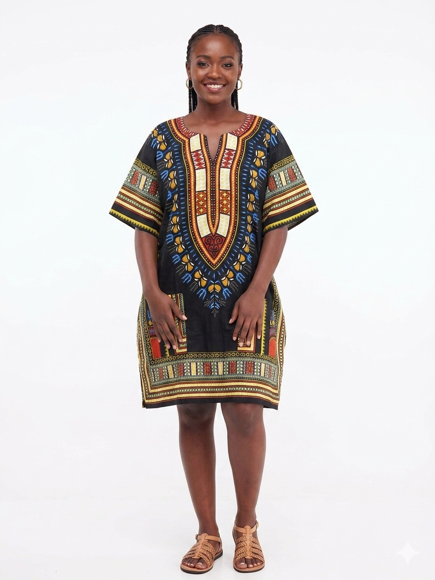Kaftan Short Black Print - Etnia Negra