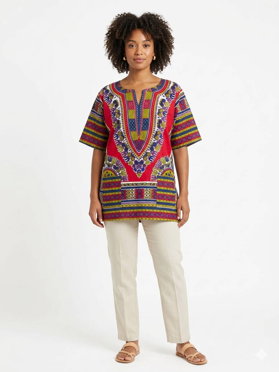 Camisa Fucsia Estampada Etnia Negra