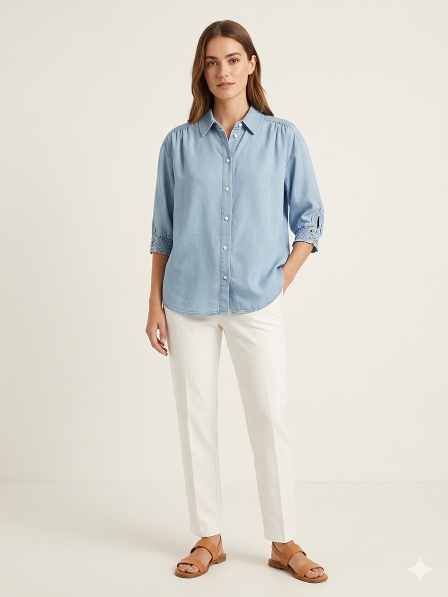 Tencel Denim Top Sky Blue