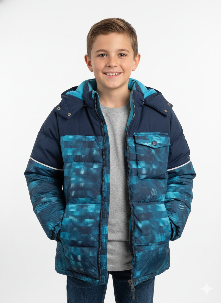 Canvas Trim w Extended Cuff Puffer Teal