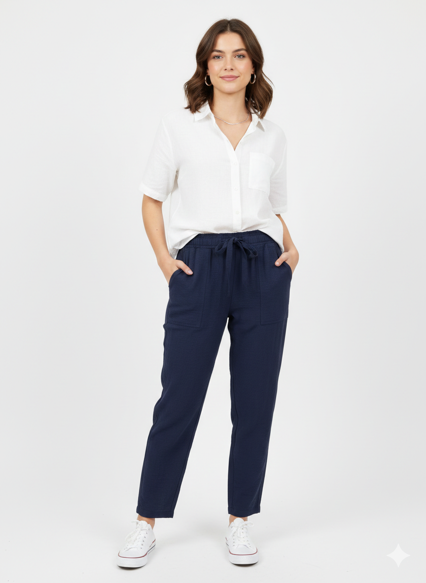 Matte Air Flow Crop Navy