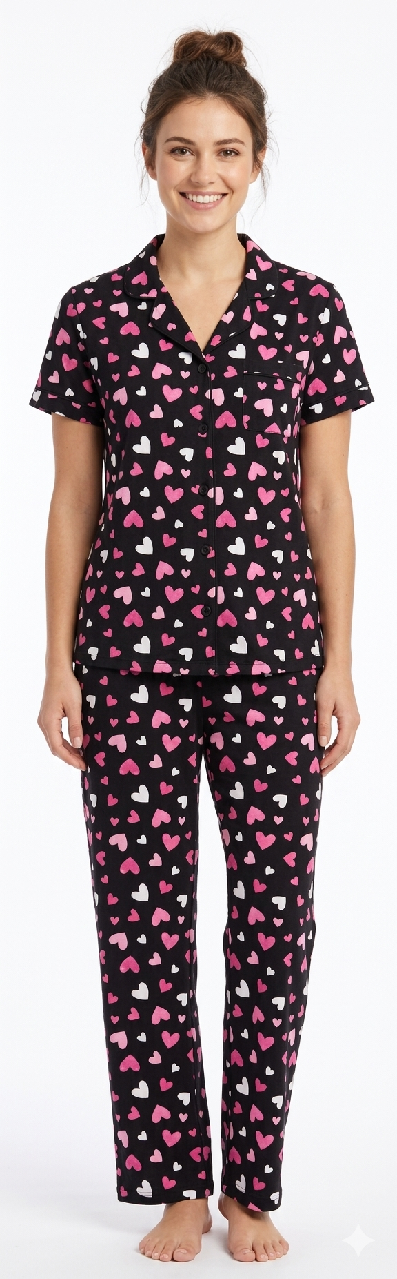 2PC Peached Jersey Sleep Sets Tonal Hearts